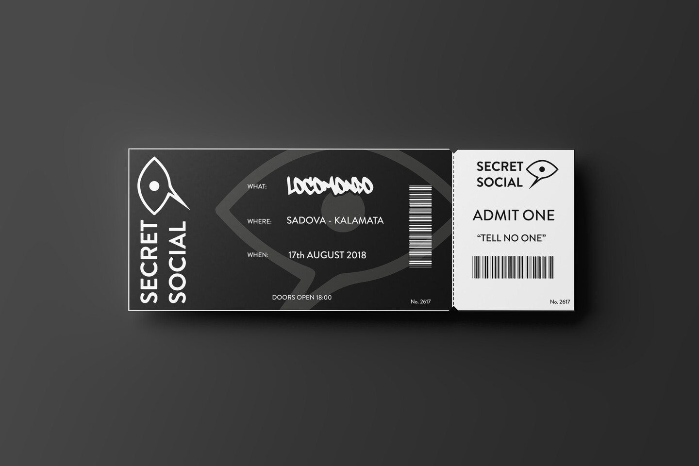 Secret social ticket mockup