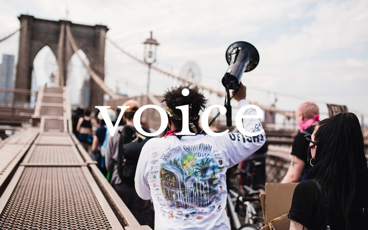 Voice logo protest